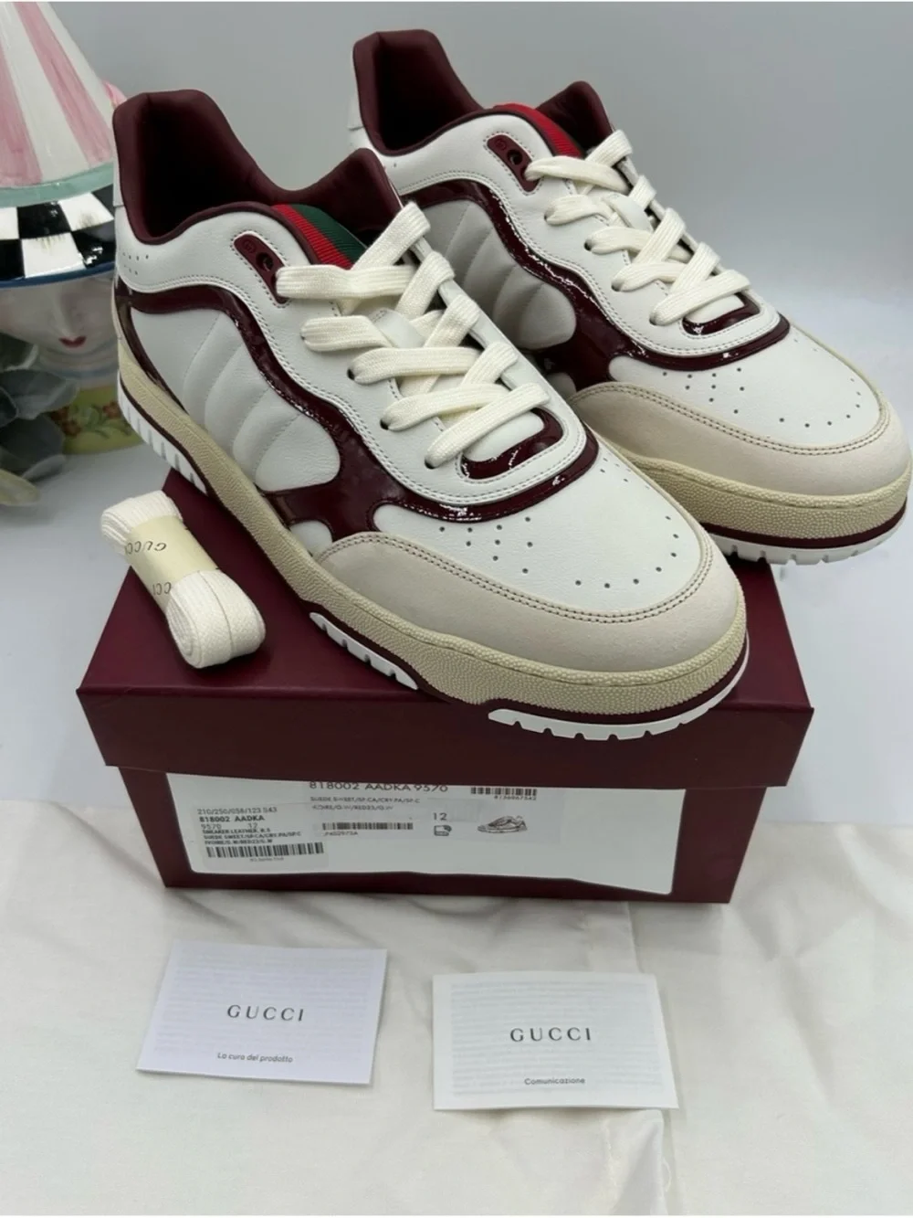 Gucci re web leather sneakers size 12 fits 12.5 US made in Italy
